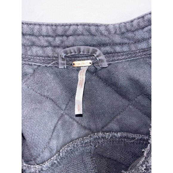 Free People Grey Asymmetrical Zip Up Distressed Shrunken Moto Jacket Coat, Sz S - Picture 4 of 5